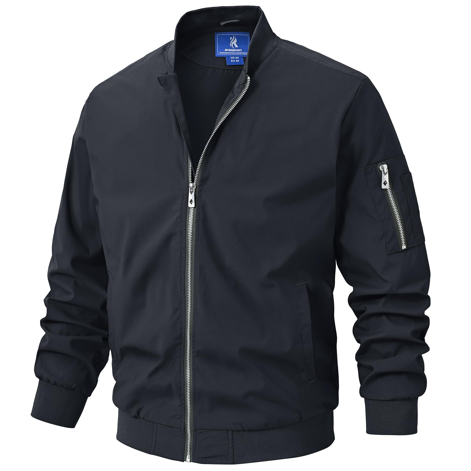 SPOSULEI Men’s Lightweight Bomber Jacket Casual Full Zip Spring Fall Windbreaker Coat with Pockets