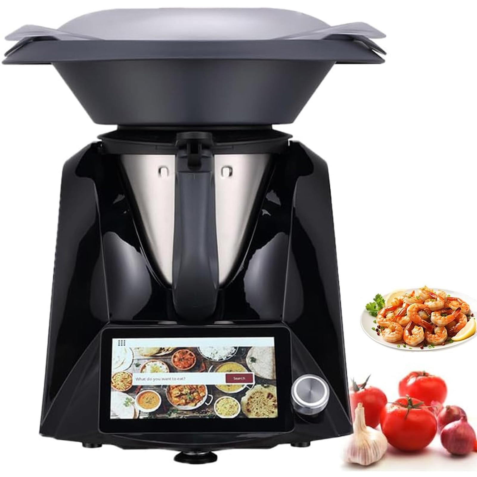3L Smart Kitchen Robot with 7" Touch Screen, Built-in Scale & App Recipes, Auto Cooking Food Processor for Home - Smart Cooker(Black)