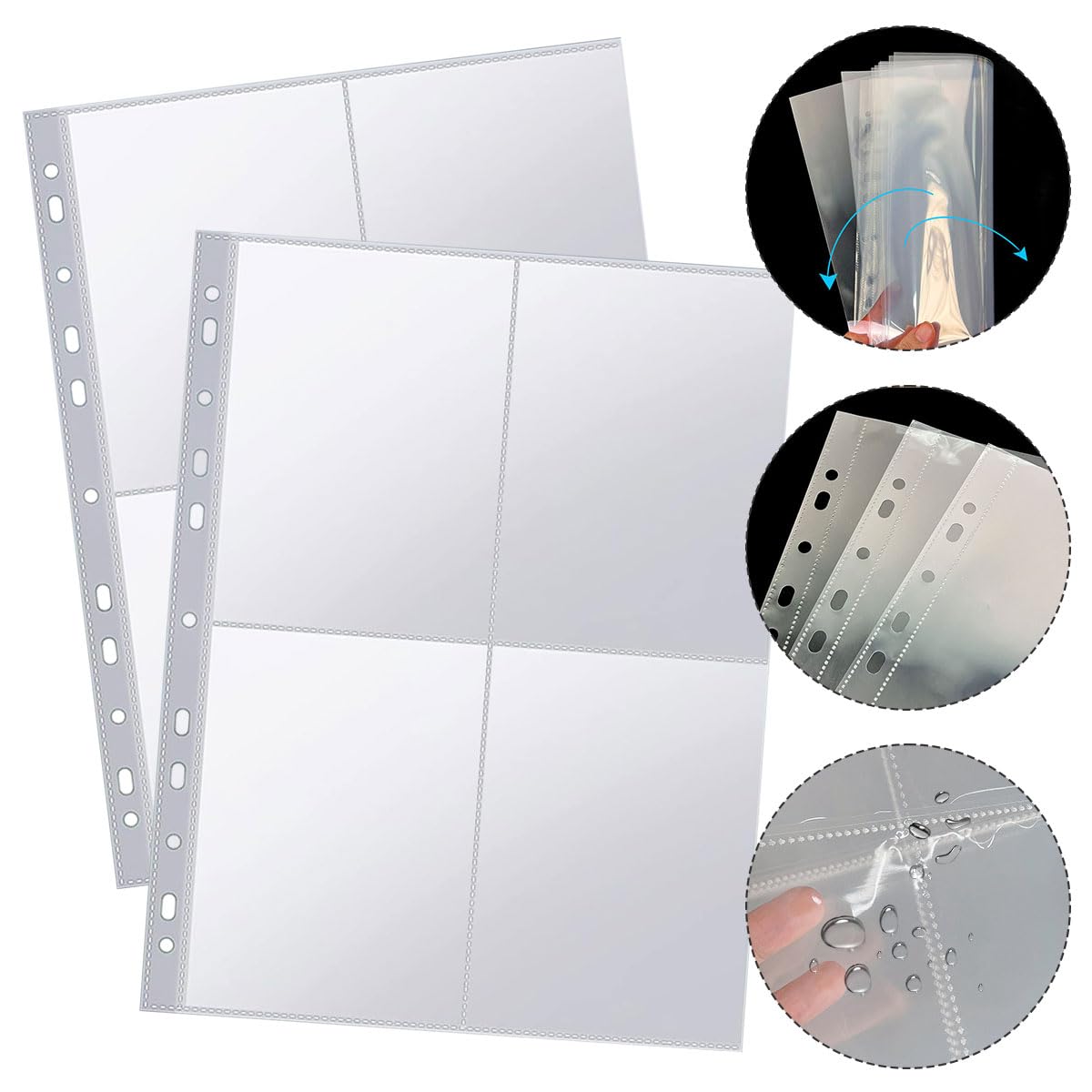 100 Buste Trasparenti Per Foto A4 - 4 Scomparti Per Pagina, PP Impermeabile, Per Album E Raccoglitori - Foto 6