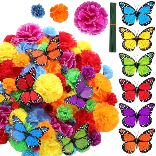 Thiccywoov 90 Pcs Marigolds Artificial Flowers Heads Bulk Mexican Party