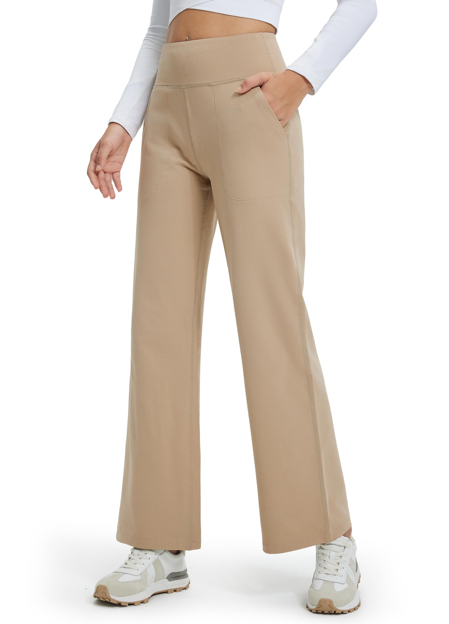 Libin Damen Thermohose Winter Yogahose Weite Freizeithose | Fleece Gefütterte Hohe Taille Jogginghose mit Taschen Warme Straighthose Sporthose Trainingshose Sweathose Laufhose