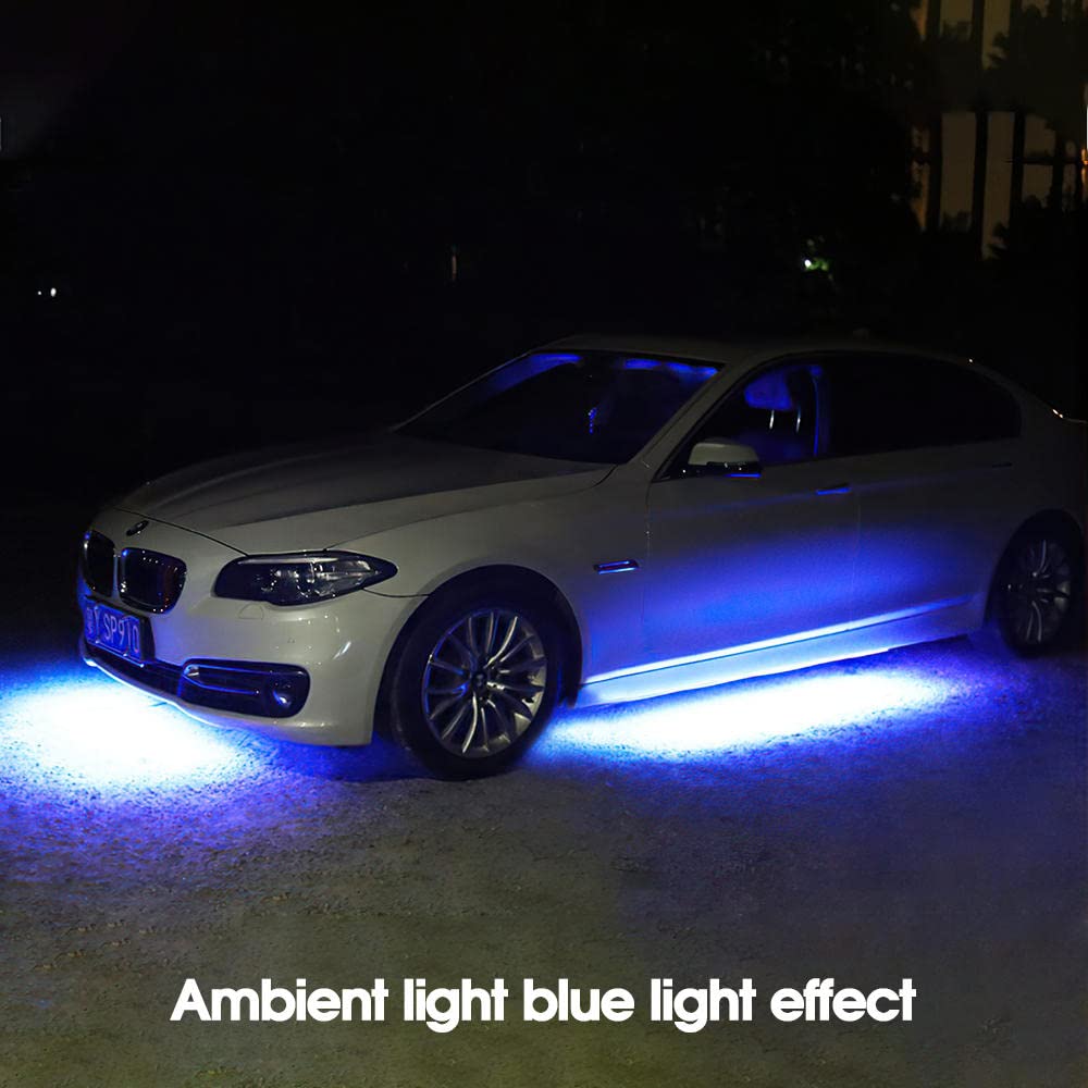 4PCS APP Control Car Flexible 12V LED Strip Ambiente decorativo LED RGB Under Car Glow Underbody Lights System Kit de luces de neón-60x2 y 180x2 cm