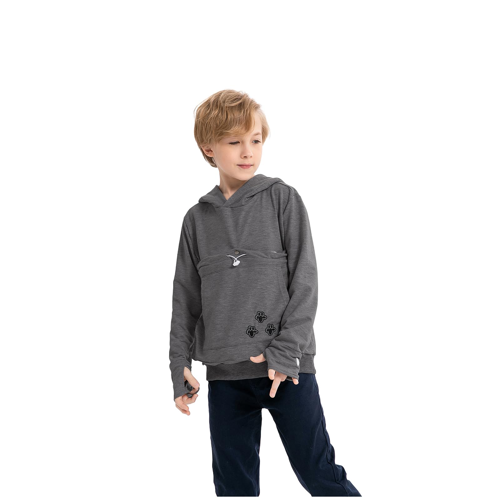 LINYUCHEN Boys Girls Cat Pouch Hoodie - Kitten Puppy Carrier Holder Sweatshirt Long Sleeve Cat Ear Pullover Tops