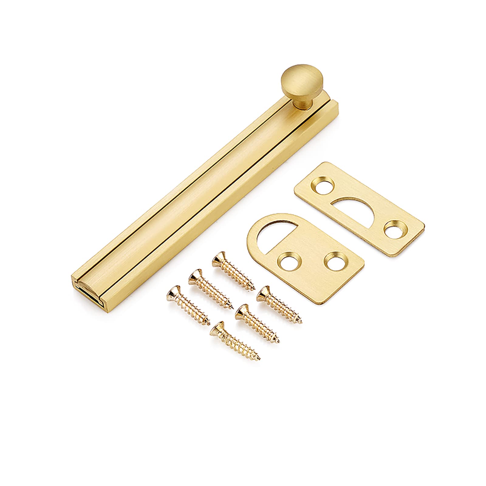 Cgjsefh Gold Door Latch, Slide Door Bolt Solid Copper Latch Buckle Invisible Bedroom Barn Lock Cupboards Workshop(,4In)