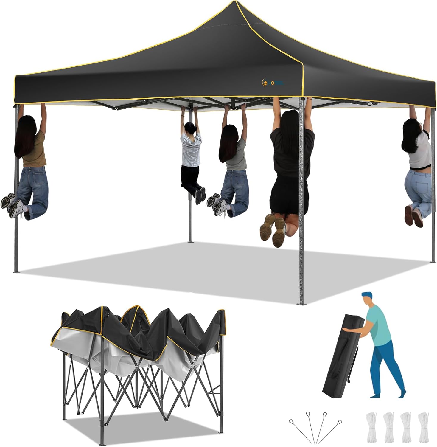 Hoteel Canopy Tent 10x10 Pop up Canopy, Easy Setup Canopy Heavy Duty Gazebo Without Sidewalls Waterproof & UPF 50+, Portable Bag, 3 Height Adjustable & 4 Sand Bags, Grey (Upgraded Hexagonal Frame)