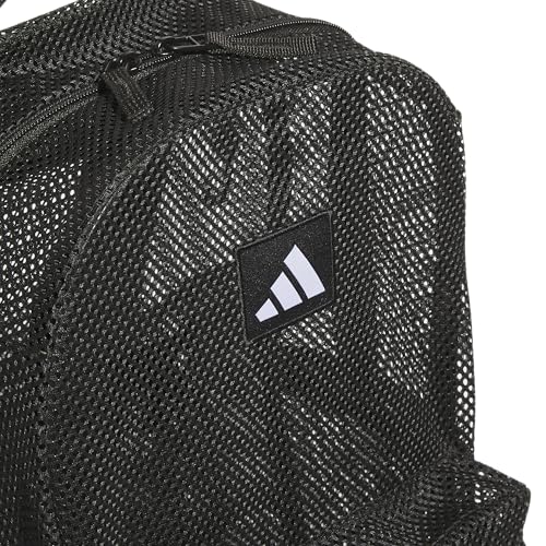 Image of adidas Hermosa Mesh See-Through Backpack - Festival Concert Stadium Beach Bag, 29L, Black /White /3, OSFA
