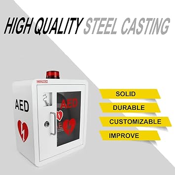 AED Cabinet,AED Defibrillator Cabinet, Defibrillator Storage Box With Light And Alarm, Wall-mounted Plastic Cardiac Defibrillation Alarm Box For Office, Nursing