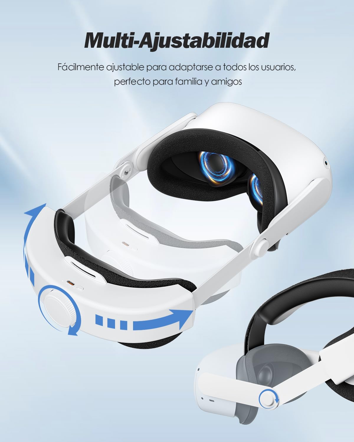 SUPERUS Batería Correa para la Cabeza para Quest 2, con Auriculares - Repuesto Ajustables para la Correa Elite para Meta/Oculus Quest 2 Accesorios - Extiende Tiempo Juego y Reduce Presión en Cabeza