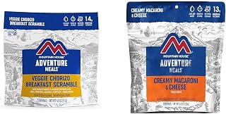 Mountain House Veggie Chorizo Breakfast Scramble 2-Servings & Creamy Macaroni & Cheese 2 Servings Bundle