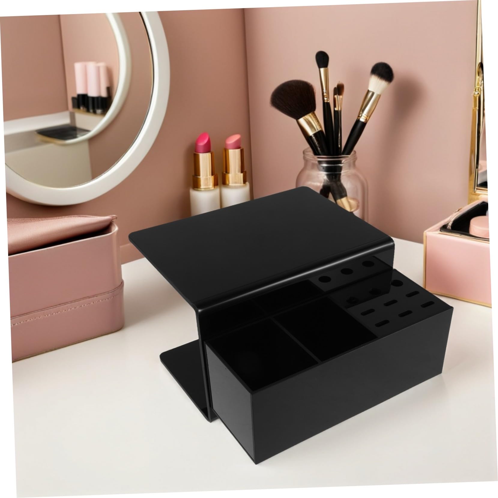 PLAFOPE Eyelash Pillow Organizer Shelf Desmontable con Almohadilla para Cuello Estante Lateral Ligero para Extensiones de Pestañas Diseño Negro Fácil Limpieza para Técnicos de Salón