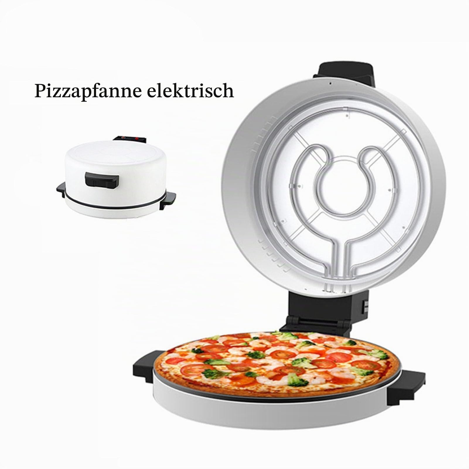 Pizza-Maker, 11,8-Zoll-Pizzamaschine, Neu Verbesserter Cool-Touch-Griff, Antihaftbeschichtete Platten, Pizzaofen, Calzone-Maker, Elektrischer Arbeitsplattenofen für den