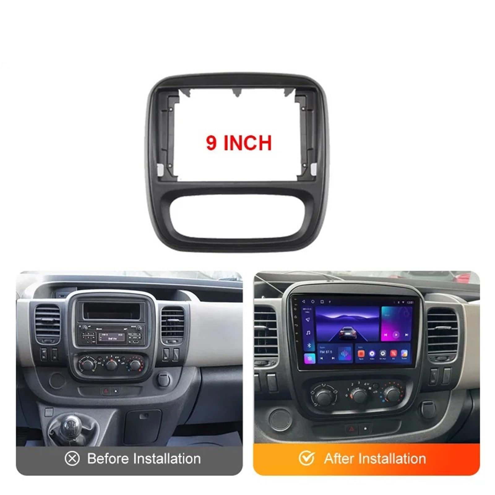 zaślepki radia Pasuje do RENAULT TRAFIC OPEL VIVARO 2006-2015 Adapter dekoder Android Radio zestaw paneli montażowych rama konsoli(Frame B 10in Set03)