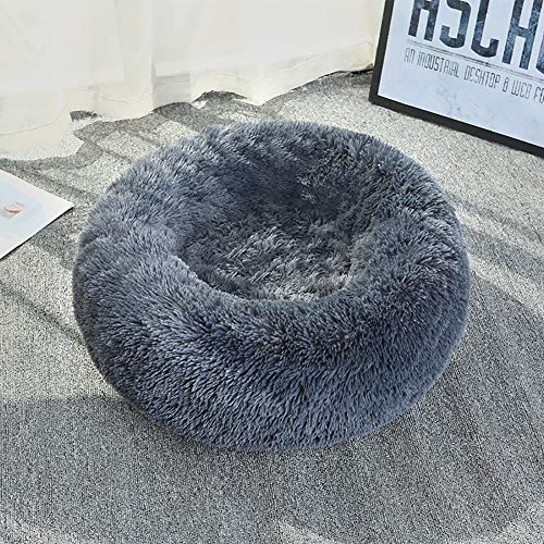 Queta Deluxe-Haustierbett,für Katzen und kleine bis mittelgroße Hunde,Leicht zu reinigen,Bett für Haustiere in Doughnut-Form 60cm grau