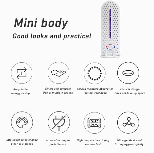 Miniatura 3 de Deshumidificador portátil para coche, deshumidificador de armario con deshumidificador base, perfecto para armarios, cajas fuertes, barcos y
