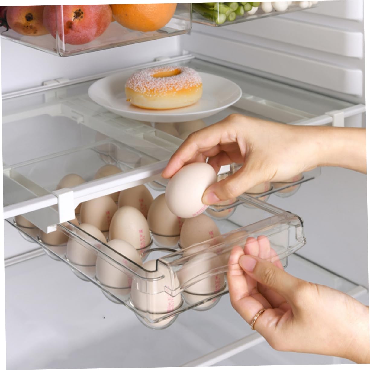 Organizador de Huevos para Refrigerador, Caja de 15 Huevos Abs Pet | Gran Capacidad, Almacenamiento para Cocina y Nevera, Ayuda a Evitar Golpes y Roturas