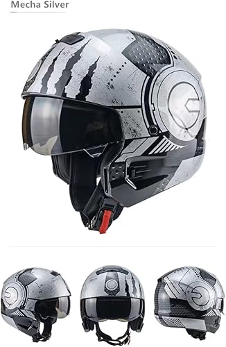 Miniatura 5 de Cascos modulares de cara abierta, casco de motocicleta de cara completa unisex para adultos, scooter, Street Bike Cruiser aprobado por DOT