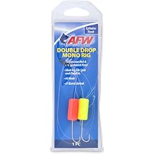 AFW Double Drop Mono Rig 45 lb Clear Mono Line with Fluorescent Red & Yellow Floats, #6 Plated Hooks & #7 Barrel Swivel Surf Fishing Rig for Spot, Kingfish & Bottom Species