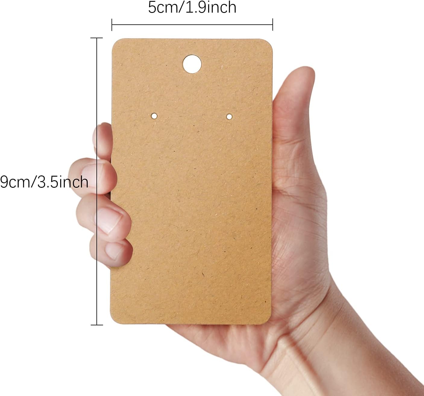 oupados 200 Pcs Earring Display Card Kraft Paper Blank Jewelry Display Card Earring Holder Cards Kraft 3.5 x 2 Inches for Earring Jewelry Display (Brown) - Image 3