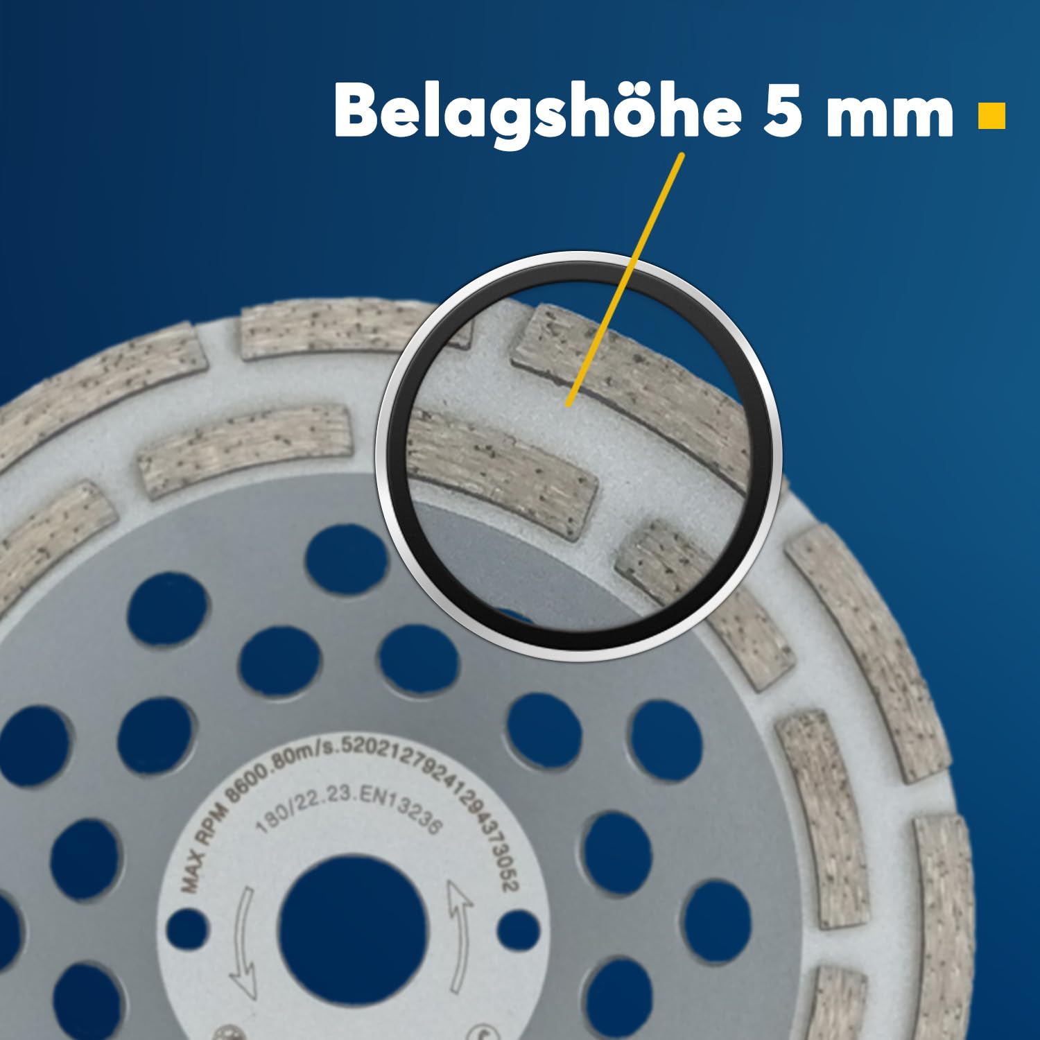 Diamentowa szlifierka garnkowa STD, Ø 180 mm, podwójna powłoka, do betonu, jastrychu i kamienia naturalnego