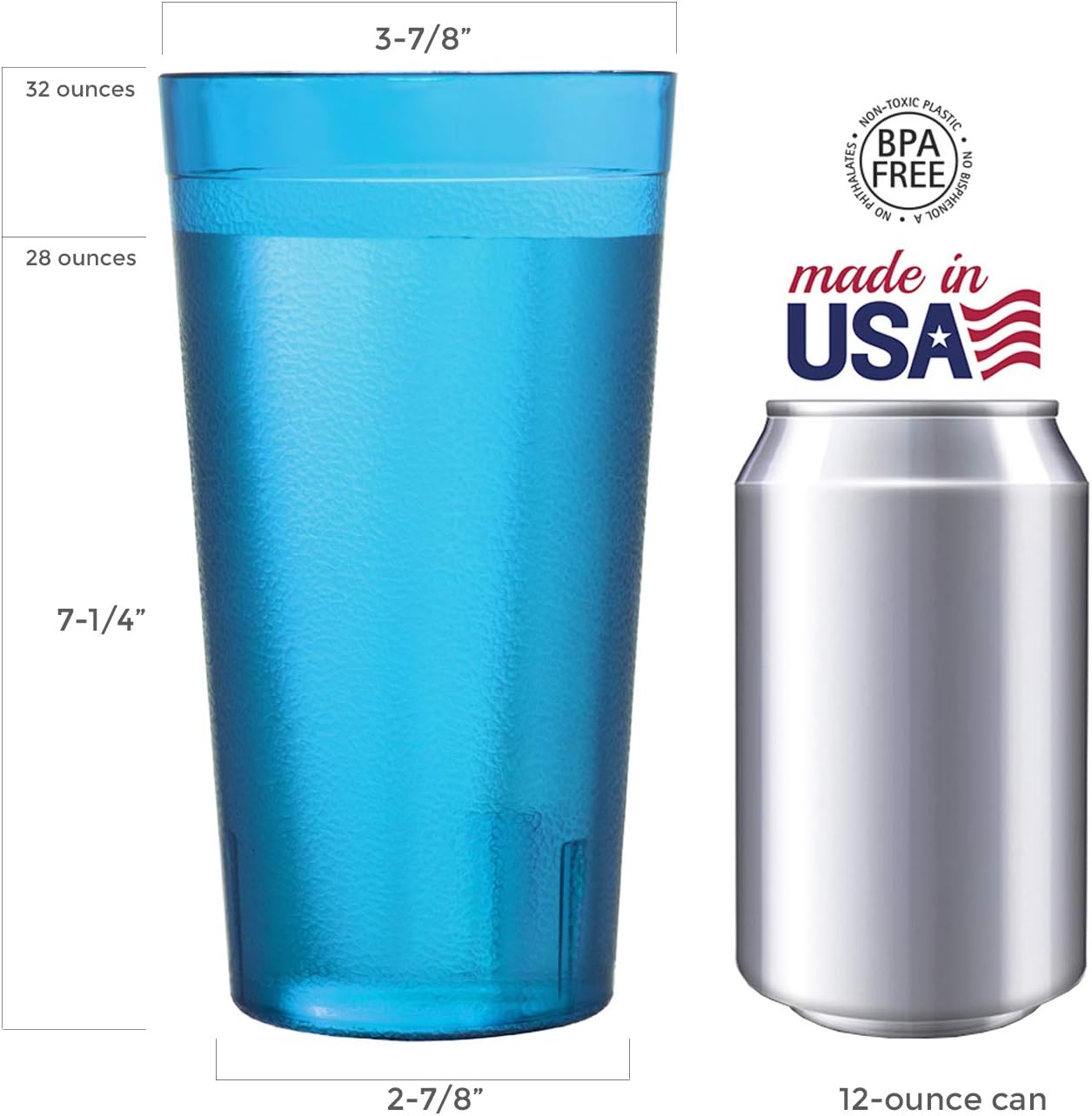 Gеt Pорulаr оƒƒеr US Acrylic Café 32-ounce Plastic Restaurant Style Lightweight Stackable Beverage Tumblers | Reusable, BPA-free, Made in the USA, Top-rack Dishwasher Safe | Iced Tea Cups set of 12 in 4 Coastal Colors