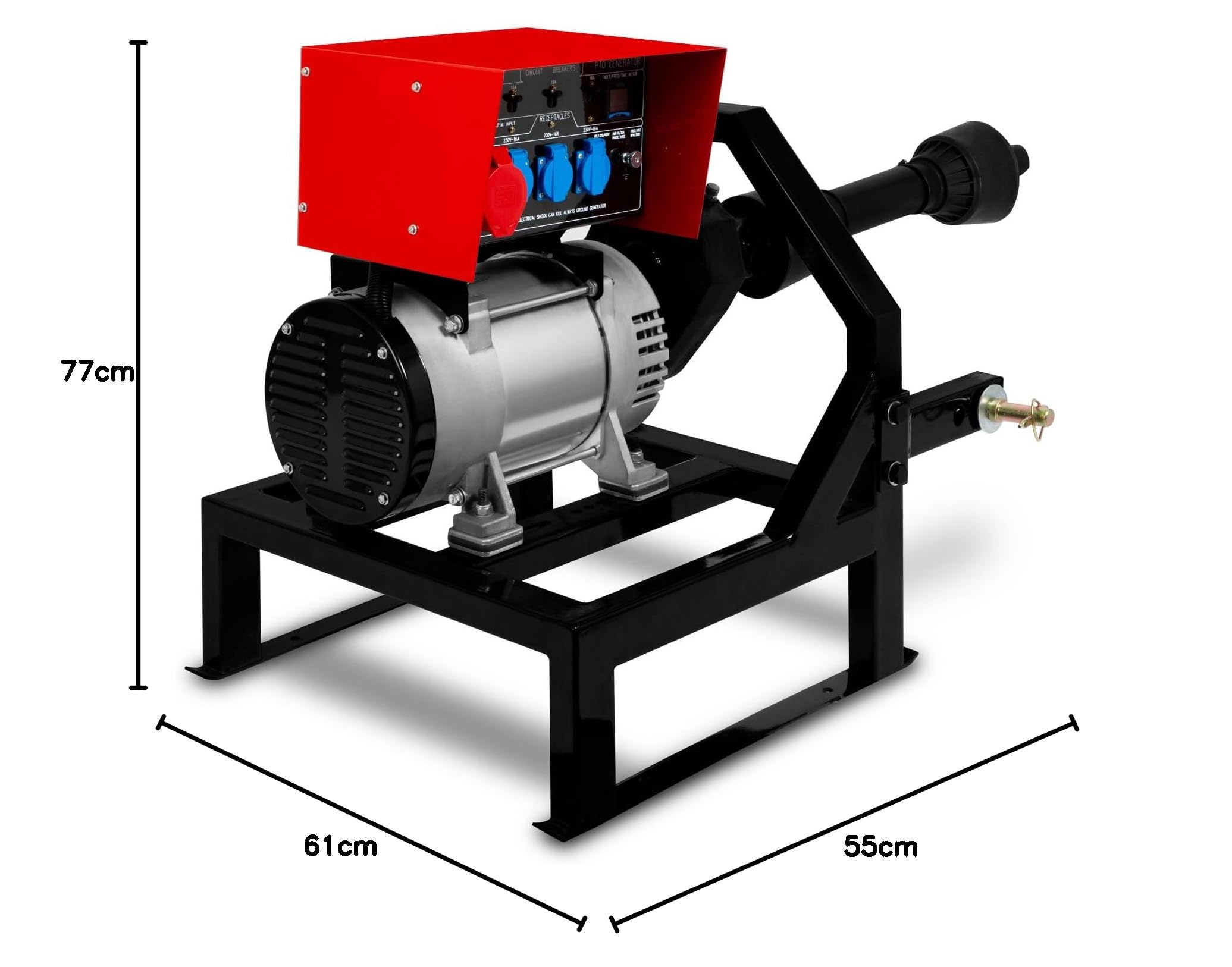EBERTH Zapfwellengenerator 18,75 kVA, Notstromaggregat AVR, 3x230V / 1x400V IP44, Zapfwelle 1-3/8" 6 Zähne, 3-Punkt Aufhängung, Generator für Landwirtschaft, 25 PS empfohlene Zapfwellenleistung