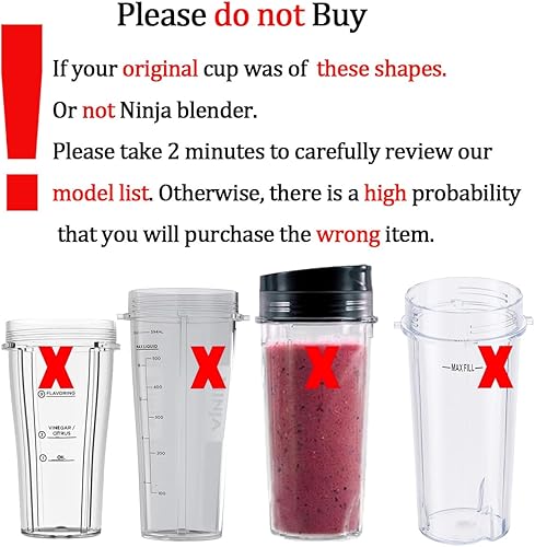 Miniatura 2 de Vaso de repuesto de 32 onzas para licuadora con tapa y sello para Nutri Ninja BL450 BL454 Bl455 BL456 BL480 BL481 BL482 BL490 BL640 BL642 BL682
