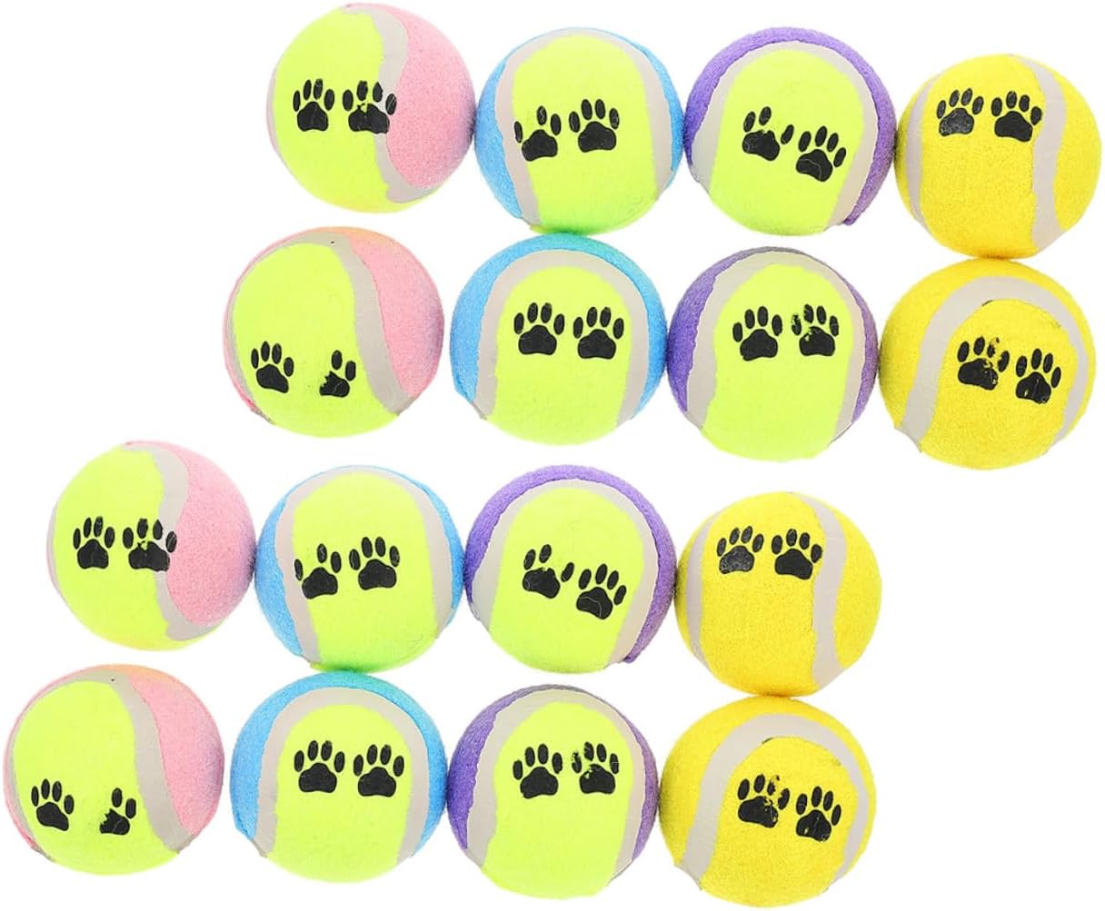 Hemoton 16pcs Dog Fetch Balls Rubber Interactive Training 7cm Diameter Small Balls for Dogs Puppy Activity Play Pet Supplies Random Color