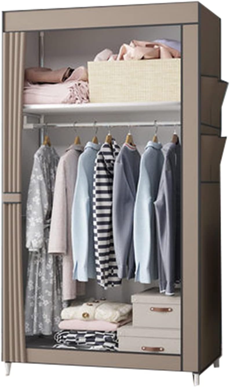 Canvas Wardrobe Simple Wardrobe Wardrobe Storage Foldable Fabric Water Proo Steel Frame Clothing Closet for Home Furniture (Size : 70X45X160CM E)