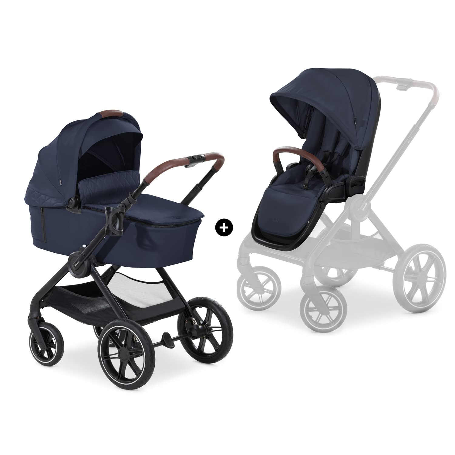 hauck 2 in 1 Walk N Care Set, Carrycot with Memory Buttons, Reversible Seat and Adjustable Height, Telescopic Handle, Supports up to 25 kg, Sleeping Function, Suspension Baby Products