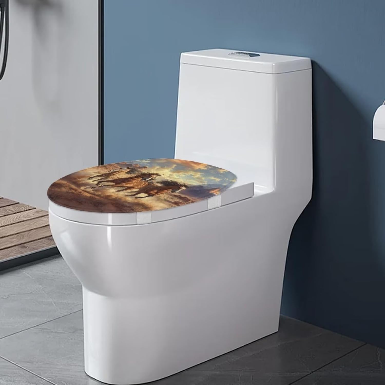 Western Horse Toilet Seat Lids & Covers - Universal Tank Lid, Washable Seating Covers for Bathroom
