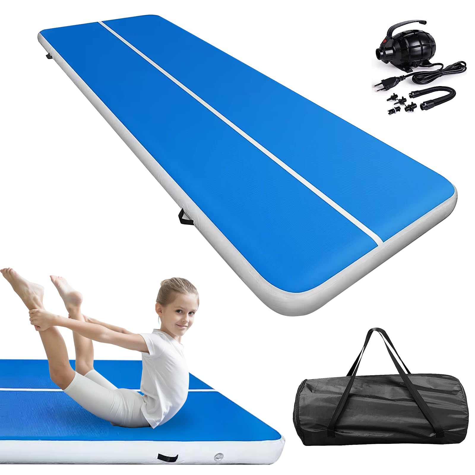 (product similar) 20/26ftx6.6ft Air Gymnastics Track Mat, Gymnastics Tumbling Air Mat Inflatable Tumble Track with Electric Air Pump, for Tumble/Gym/Training/Yoga/Home use/Exercise/Cheerleading/Water