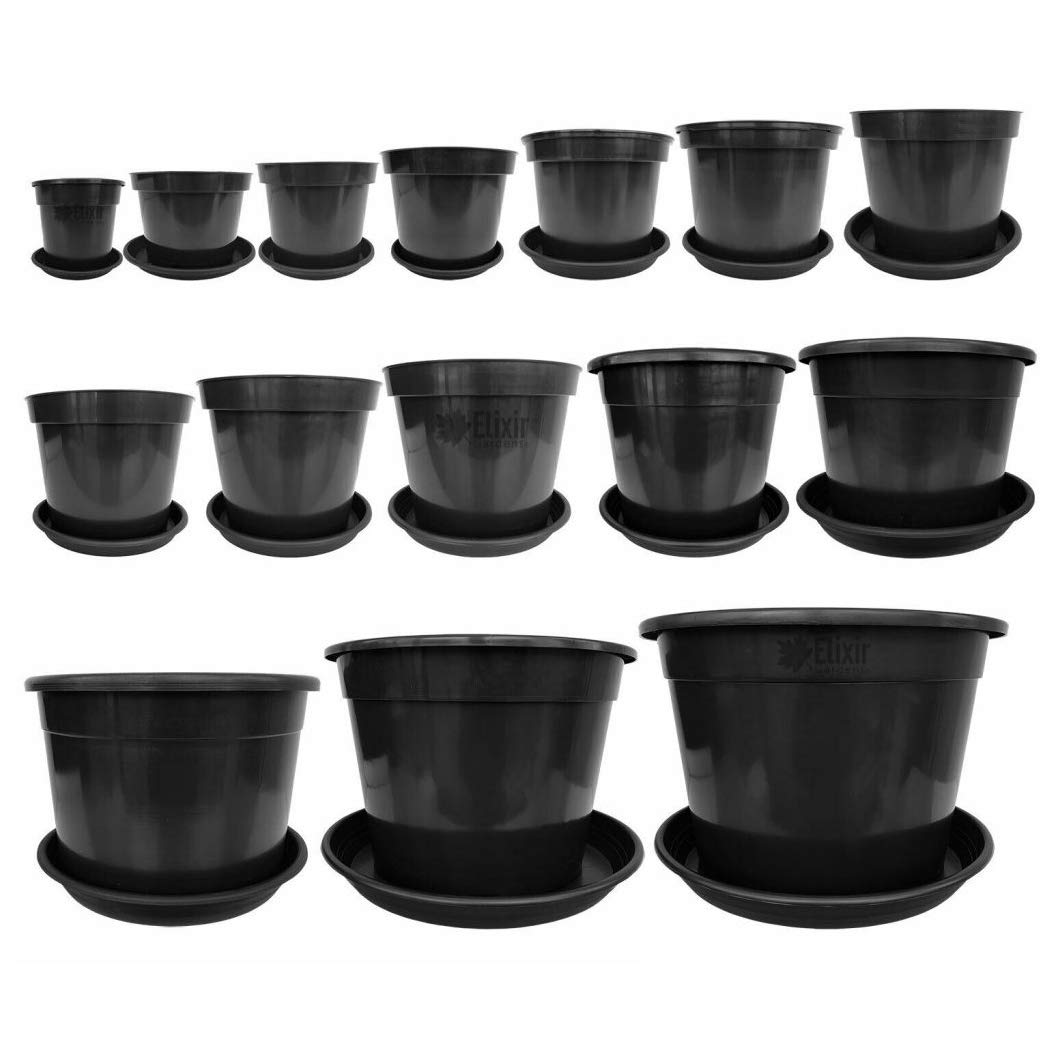 Elixir Gardens Strong Black Recycled Plastic Plant Pot and Saucer Set | Various quantities available (from 1 to 10) | Flower, Tree, Shrub, Plant | 3x 20 Litre Pot & Saucer
