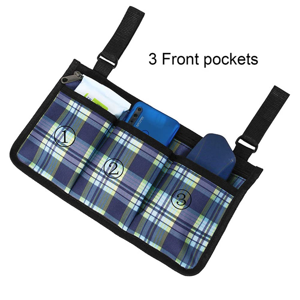 Bolsas organizadoras Laterales para sillas de Ruedas, Bolsa para reposabrazos con Banda Reflectante para andadores, sillas de Ruedas manuales o eléctricas, Compatible co