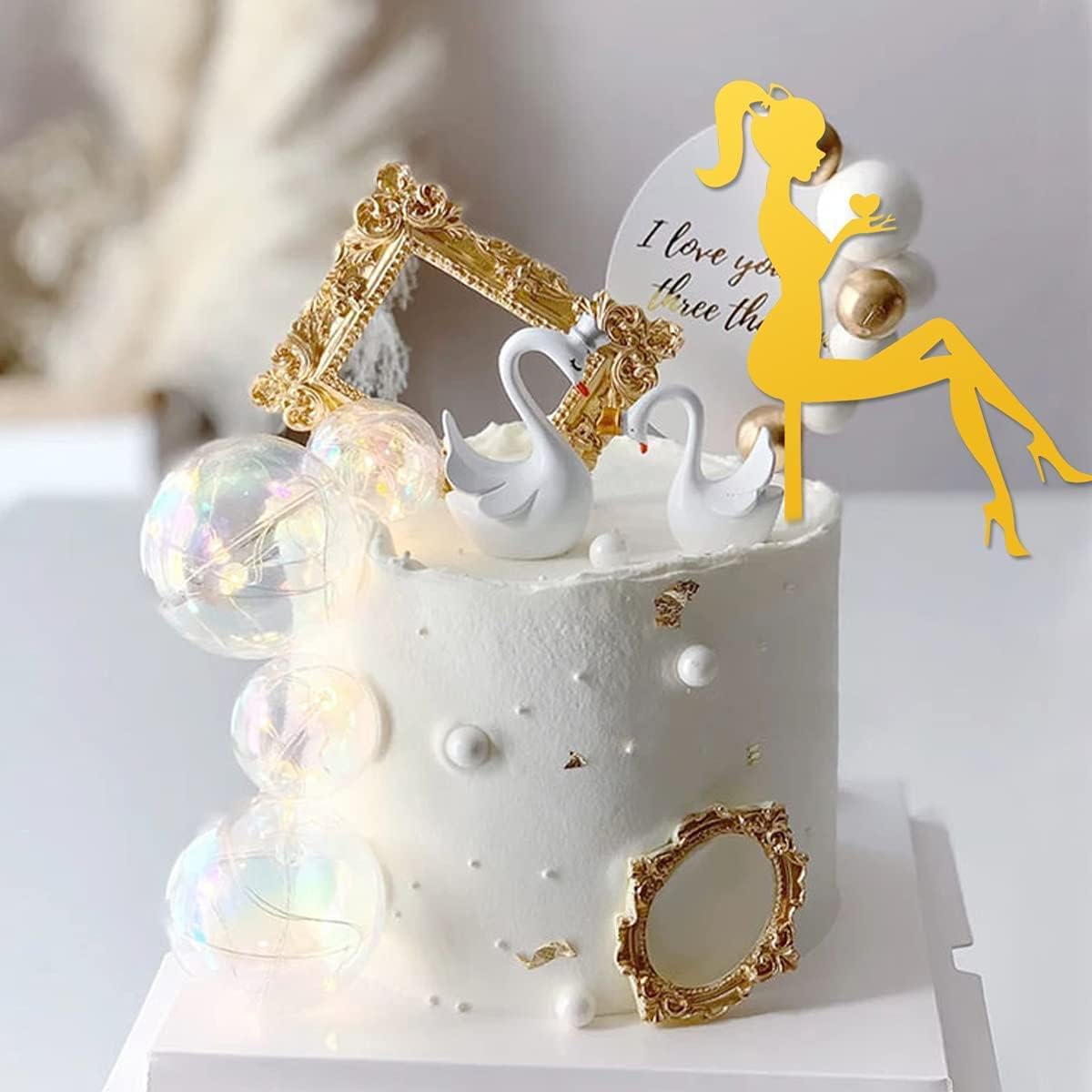 Forreen Cake Toppers for Women, 12 Pieces Cake Decorations Acrylic Lady Silhouette High Heels Elegant Cupcake Toppers with 4 Happy Birthday Cake Topper for Wedding Birthday Party Anniversary - Image 3