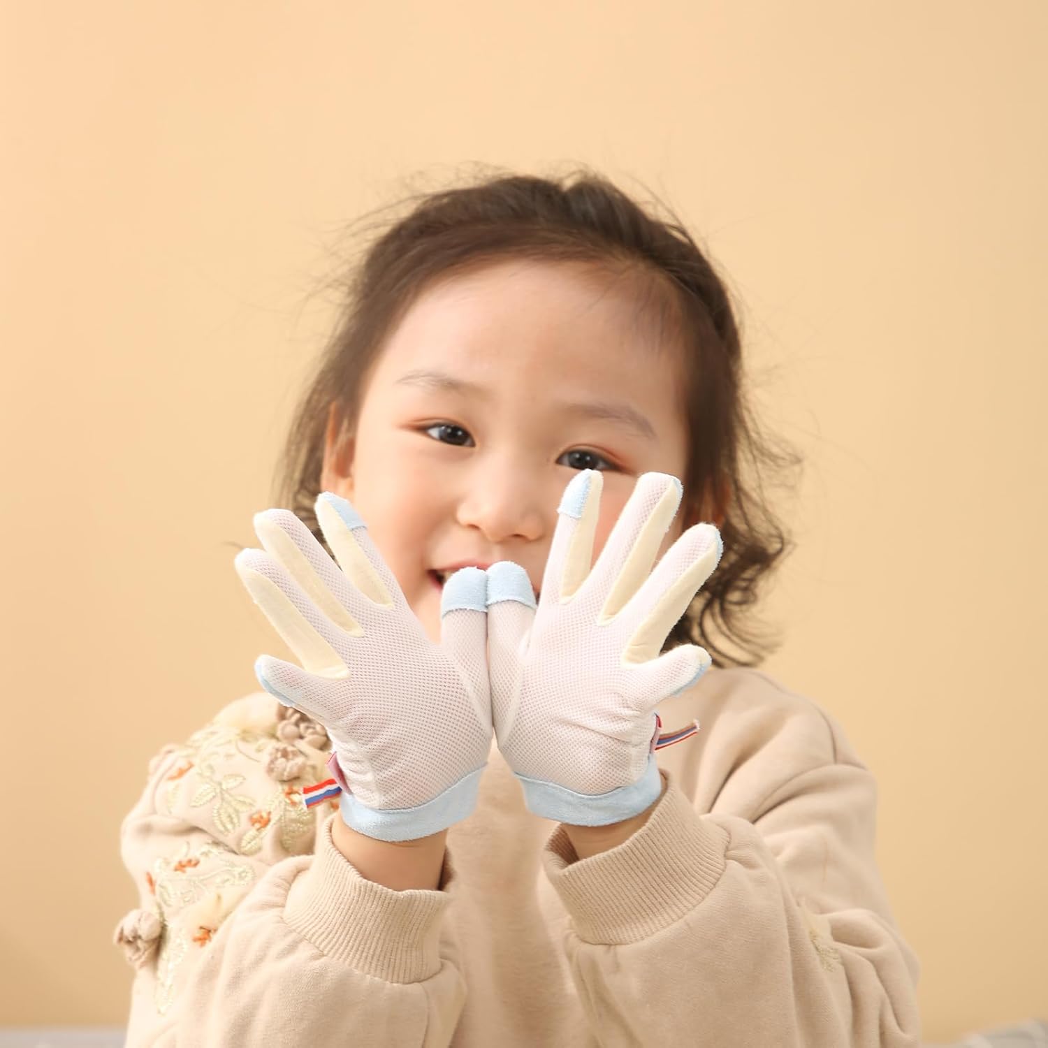 Thumb Sucking Gloves 5 Fingers Sucking Guard Stop Thumb Sucking and Nail Biting for Kids Ages 6 Months to 8 Years (S)