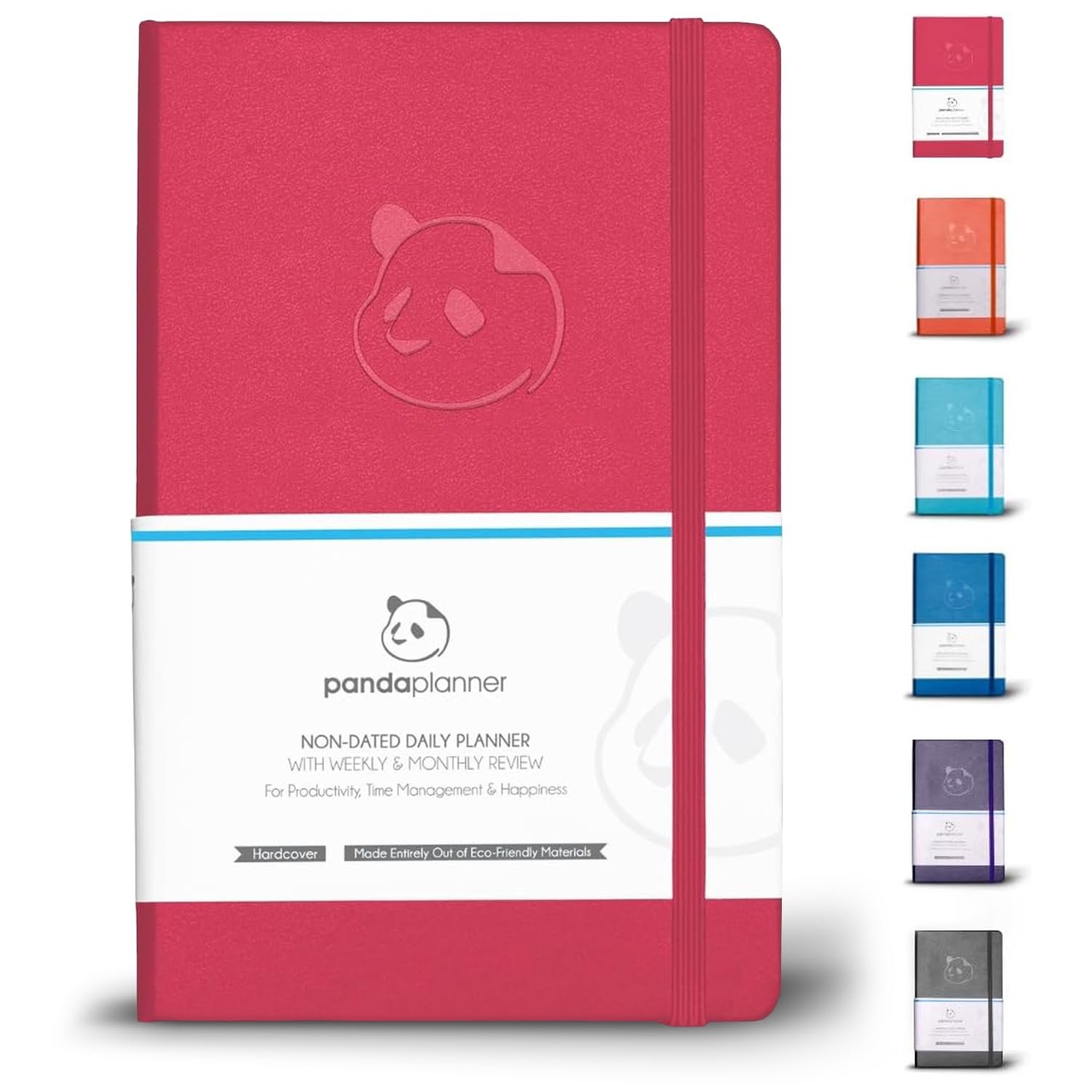 Panda Planner Classic Daily Planner 2026 – Undated Daily Productivity & Quarterly Planner with Hourly Schedule, To Do List, Daily Journal, Goal Planner, Habit Tracker & Gratitude Organizer for Focus – Raspberry