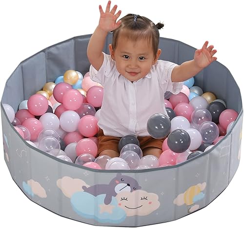 LimitlessFunN Kids - Alberca de pelotas plegable, de doble capa de tela Oxford, piscina de pelotas con bolsa de almacenamiento (pelotas no