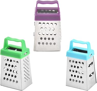 3Pcs Mini Box Grater Set - Stainless Steel Cheese Graters for Kitchen Slicing Cheese, Ginger, and Vegetables - Small Size, Multipurpose Graters with 4 Sides - Ideal for Home Cooking