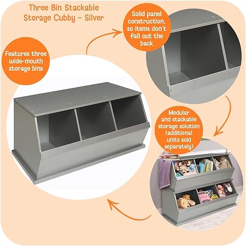 Miniatura 2 de Módulo de almacenaje con tres compartimentos pequeños de Badger Basket , Plateado Gris,Lila,Rosa,plateado