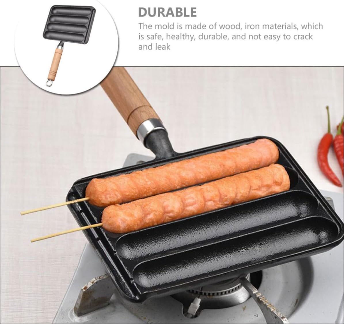 Hot Dog Mold Baking Pan with Handle for Bbq and DIY Cooking