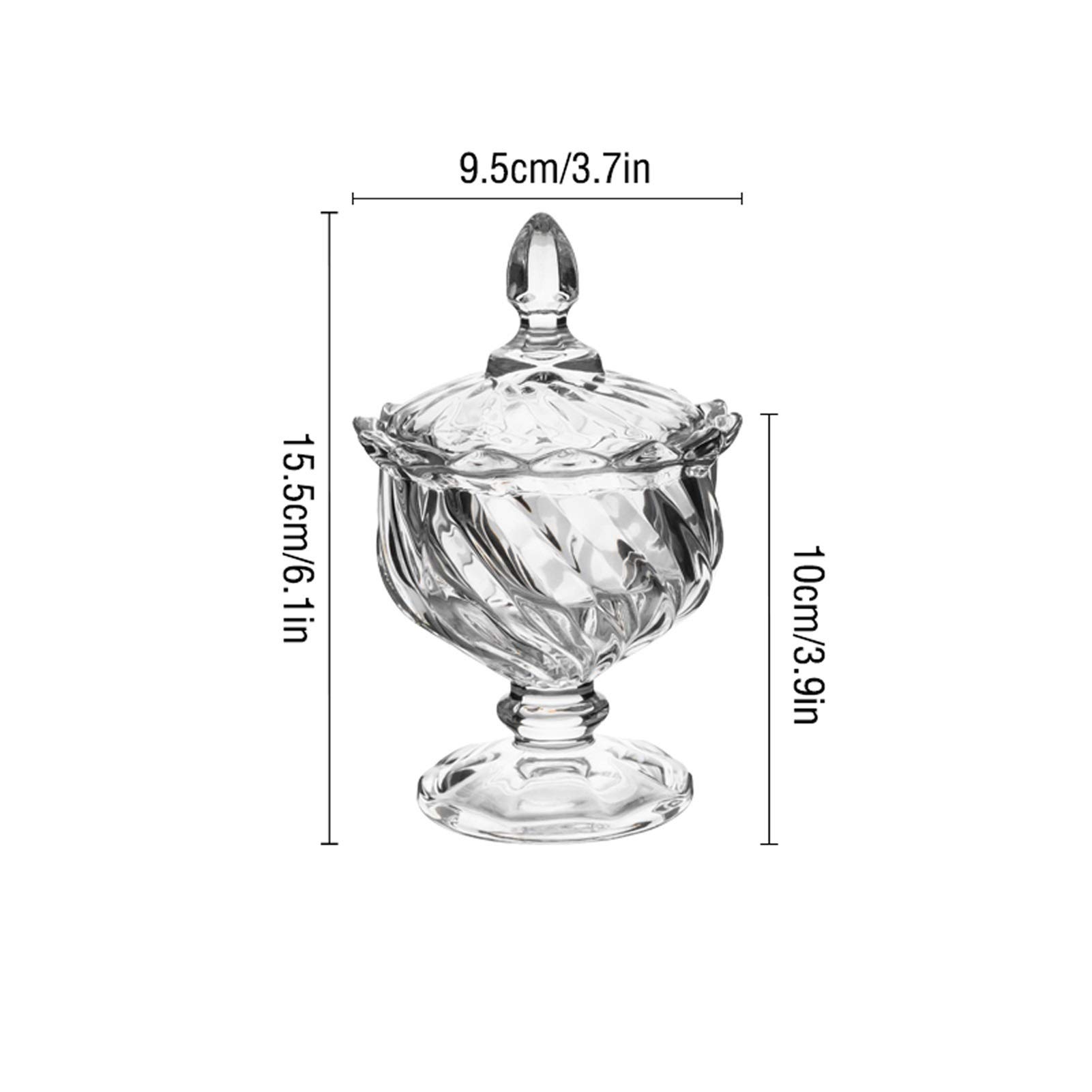 sucrier Bol à Sucre en Verre Tall Sugar Bowl Fleur Thé Réservoir Transparent Cube Cube Cube Bol avec Couvercle Anti-poussière (Trois Styles) Bocal à Bonbons (Color : C)