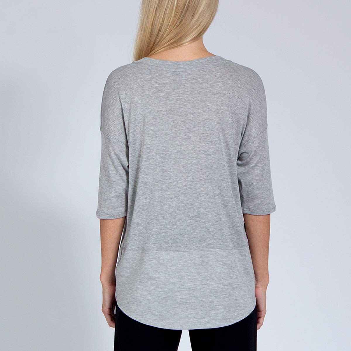 Magadi - Maglietta da Yoga Sara Grey da Donna, in Cotone Biologico, per Yoga, Pilates, Gym, equa e sostenibile, Grigio, XS
