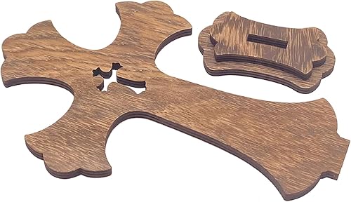 Miniatura 4 de Paquete de 12 cruces de madera marrón de 9 pulgadas, cruz rústica de mesa para centros de mesa de bautismo, decoración de iglesia para el hogar,