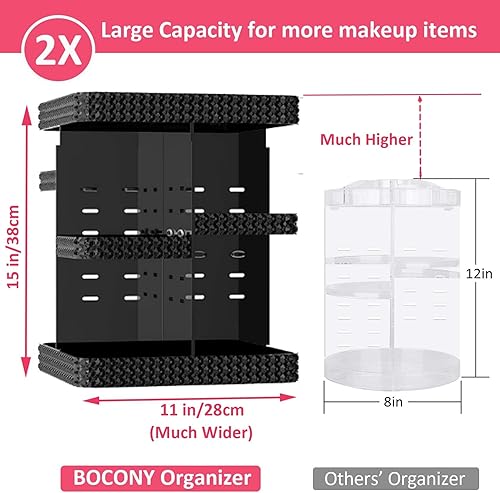 Miniatura 2 de Organizador de maquillaje giratorio, vitrina de cosméticos de gran capacidad, organizador acrílico para el cuidado de la piel con soporte