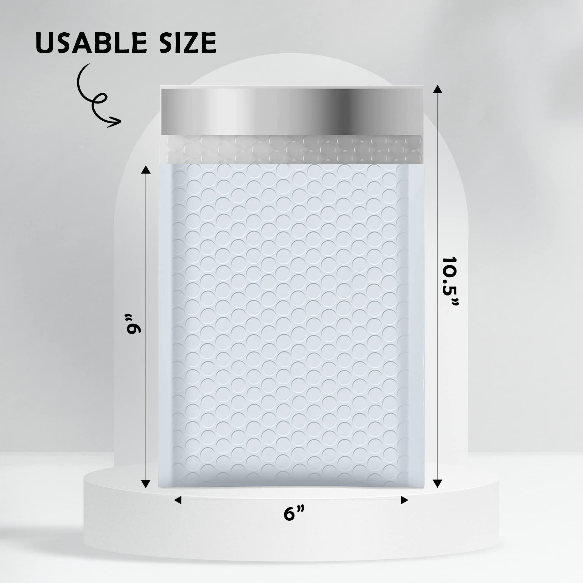 Sobres de burbujas de polietileno de grado económico, bolsas de envío autoadhesivas, impermeables, sobres acolchados para envíos, correo, embalaje (blanco, 6 x 10 pulgadas, paquete de 50)