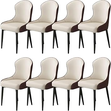 Dining Chairs Set of 8, Faux Leather Kitchen and Dining Room Chairs, Strong Durability, for Living Room, Kitchen, Dining Room,Animal Horse-Black Gold Legs