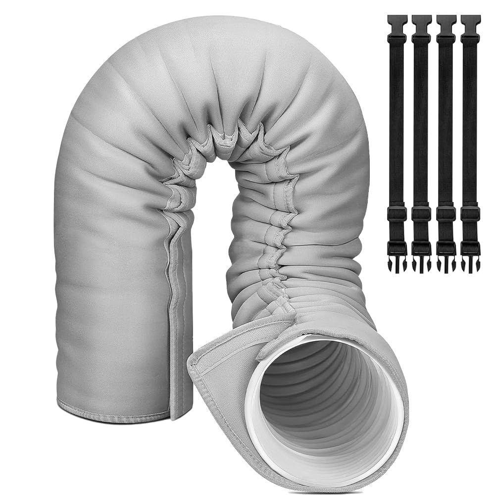 Manchon Isolation Tuyau Climatiseur, SGZIOO Manchon d'Isolation de Tuyau Pour Tuyaux D'échappement de 5" et 5,9" de Diamètre, avec 4 Sangles Réglables