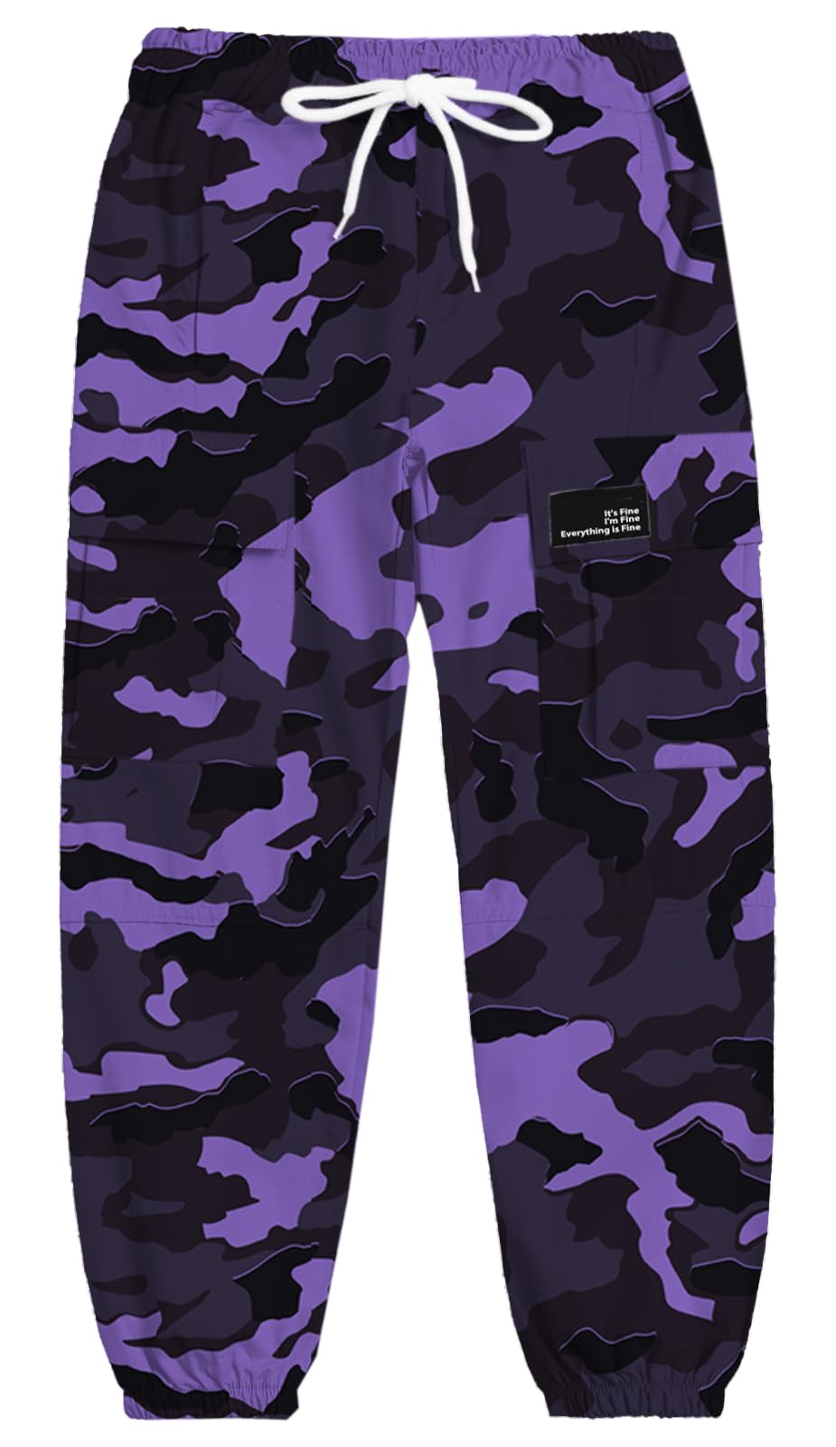 Cromoncent Girls&Womens Printed Cargo Pants Elastic Waist Lightweight Outdoor Jogger Pants, 6 Years - XX-Large