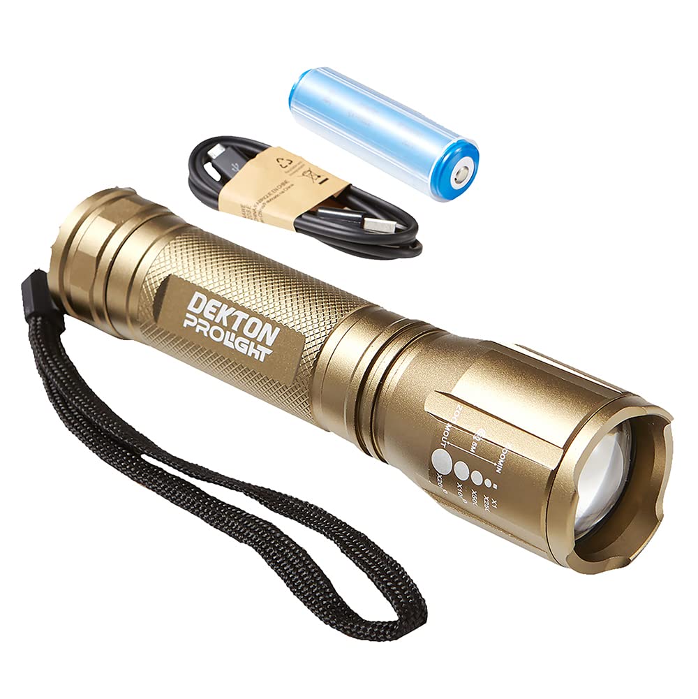 Dekton Gold Pro Light Xt600 Heavy Duty Explorer Torch - 400 Lumens/350M Distance-Ultra Bright Lumens| High Intensity Led| Adjustable Beam Focus| Aluminium Alloy| 3Xaaa Batteries Included| One Button Action