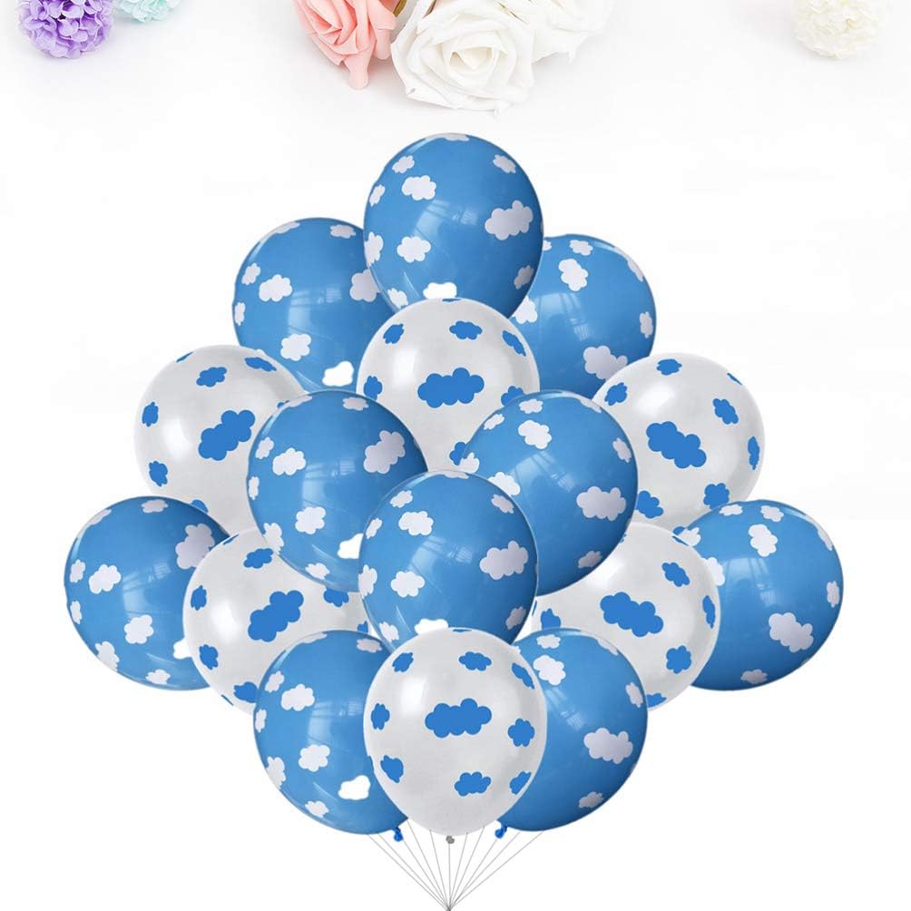Ledmomo 風船 誕生日 バルーン 空 雲 装飾 円型 風船セット 100pcs 白いの50 青いの50 誕生日プレゼント
